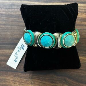 Monet2 Gold and Teal Bracelet Stretch